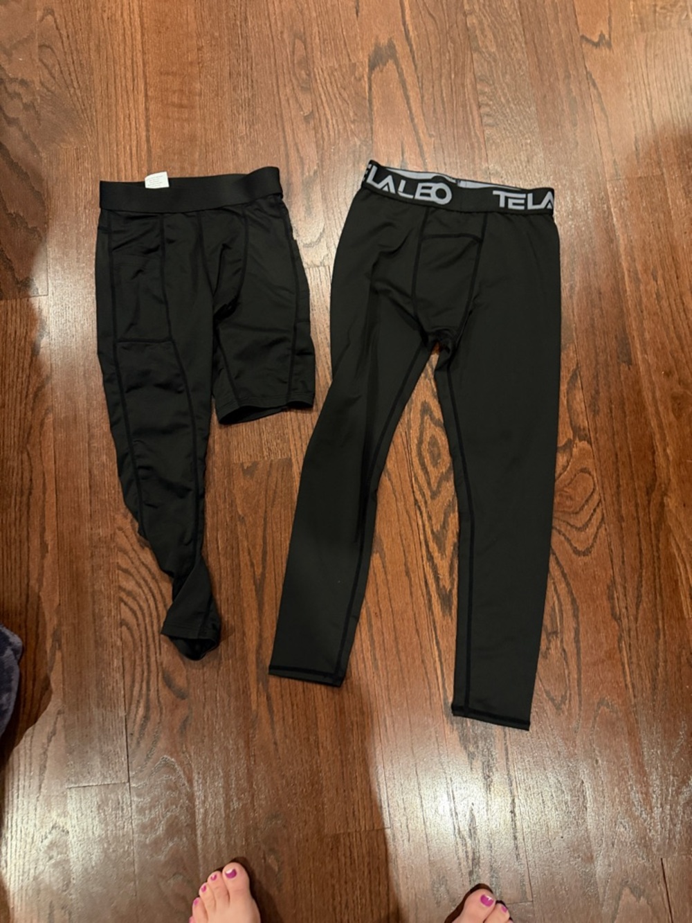 Tela Black Performance Kids' Leggings with Logo Waistband
